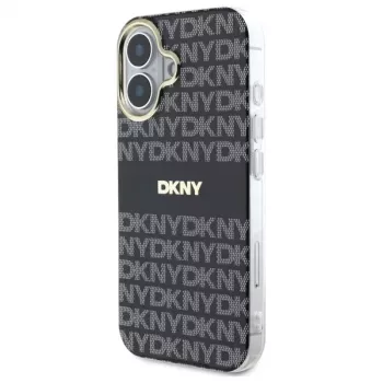 DKNY DKHMP16SHRHSEK Hard Case for Apple iPhone 16 6.1 inch - Black Repeat Texture Pattern With Stripe