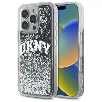 DKNY DKHCP16LLBNAEK iPhone 16 Pro 6.3 inch Black Hardcase Liquid Glitter Arch Logo