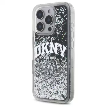 DKNY DKHCP16LLBNAEK iPhone 16 Pro 6.3 inch Black Hardcase Liquid Glitter Arch Logo