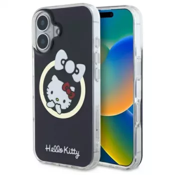 Hello Kitty HKHMP16SHFLBK Hardcase for iPhone 16 6.1 inch Black Fun Bow MagSafe