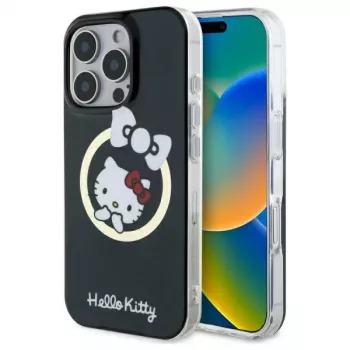 Hello Kitty HKHMP16XHFLBK iPhone 16 Pro Max 6.9 inch Black Hardcase IML Fun Bow MagSafe