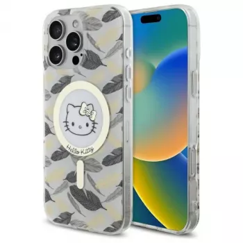 Hello Kitty HKHMP16XHGLEH iPhone 16 Pro Max 6.9 inch White Hardcase IML Golden Leaves MagSafe