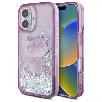 Hello Kitty HKHCP16SL50PPU iPhone 16 6.1 inch Purple Hardcase Liquid Glitter 50th Anniversary Party