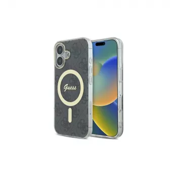 Guess GUHMP16SH4STK Hardcase for Apple iPhone 16 6.1 inch Black IML 4G MagSafe