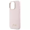 Guess GUHCP16LSMBSLP iPhone 16 Pro 6.3 inch Pink Silicone Hard Case with Script Metal Logo & Frame