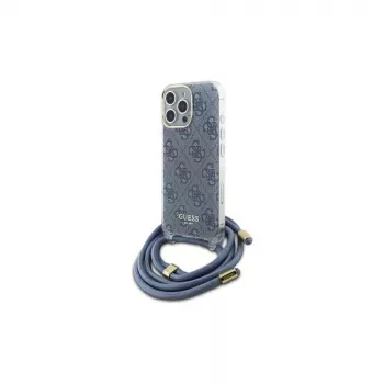 Guess GUHCP16LHC4SEB iPhone 16 Pro 6.3 inch Blue Hardcase Crossbody Cord 4G Print