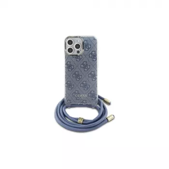 Guess GUHCP16LHC4SEB iPhone 16 Pro 6.3 inch Blue Hardcase Crossbody Cord 4G Print