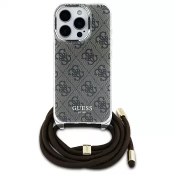 Guess GUHCP16LHC4SEW iPhone 16 Pro Hardcase Crossbody Cord 4G Print Brown