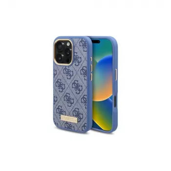 Guess GUHMP16LU4GPRB iPhone 16 Pro 6.3 inch Blue Hardcase 4G Logo Plate MagSafe