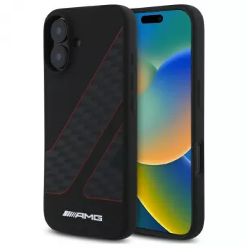 AMG AMHMP16S2SCFR iPhone 16 6.1 inch Black Hardcase Checkered Flag Pattern MagSafe