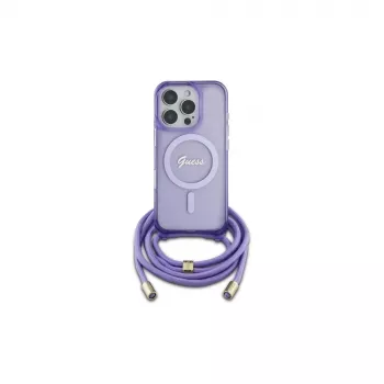 Guess GUHMP16XHCTSGNSU iPhone 16 Pro Max 6.9 inch Purple Hardcase Crossbody Cord Script MagSafe