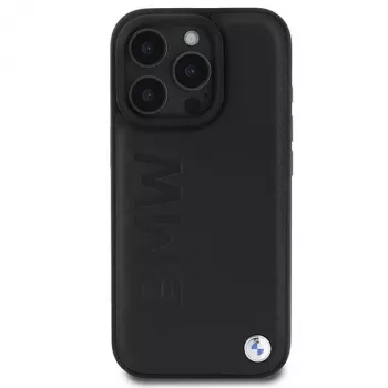 BMW Hot Stamp Leather Hard Case for iPhone 16 Pro 6.3 inch Black