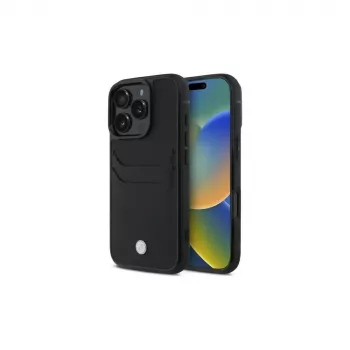 BMW Signature Leather Hardcase with Cardslot for Apple iPhone 16 Pro Max 6.9 inch Black