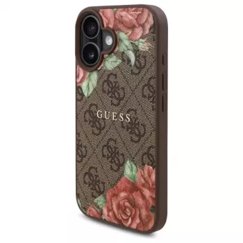 Guess GUHMP16SP4ROPEMCW Hardcase for Apple iPhone 16 6.1 inch Brown 4G Flowers Print MagSafe