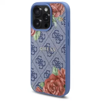Guess GUHMP16LP4ROPEMCB iPhone 16 Pro 6.3 inch Blue Hardcase 4G Flowers Print MagSafe