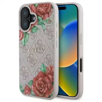 Guess GUHMP16SP4ROPEMCP Hardcase for Apple iPhone 16 6.1 inch Pink Floral Print MagSafe