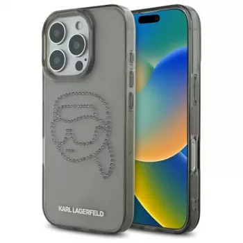 Karl Lagerfeld IML Rhinestones Karl Head Case for iPhone 16 Pro Max (Black)
