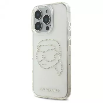 Karl Lagerfeld IML Rhinestones Karl Head Back Cover for iPhone 16 Pro Max (Transparent)