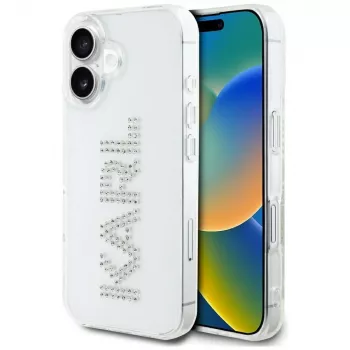 KARL LAGERFELD IML Rhinestones Logo Back Cover for Apple iPhone 16 - Transparent