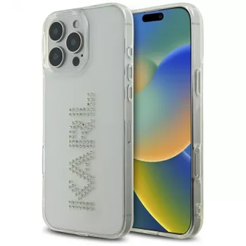 Karl Lagerfeld IML Rhinestones Logo Case for iPhone 16 Pro, Transparent