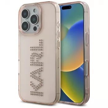 KARL LAGERFELD IML Rhinestones Logo Case for iPhone 16 Pro Max Pink