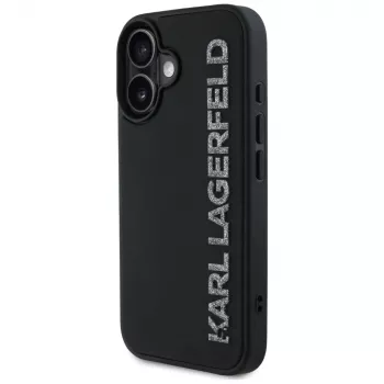 KARL LAGERFELD HC 3D Rubber Elongated Glitter Case for iPhone 16, Black