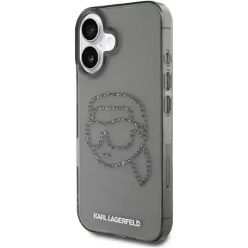Karl Lagerfeld IML Rhinestones Karl Head Case for iPhone 16 (Black)