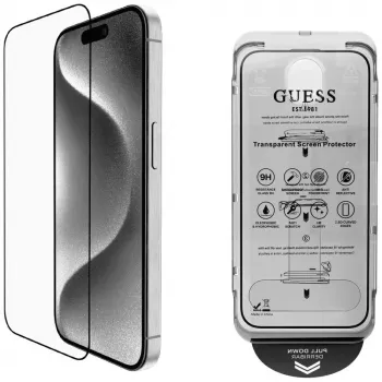 Guess BP Rhinestone 2-in-1 Screen and Camera Lens Protector Set for Apple iPhone 16 Pro Max - Silver