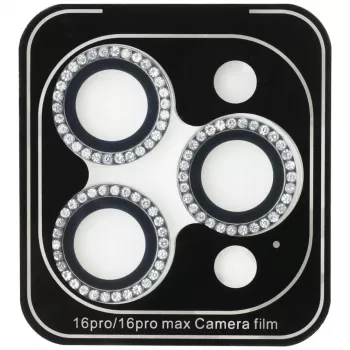 Guess BP Rhinestone 2-in-1 Screen and Camera Lens Protector Set for Apple iPhone 16 Pro Max - Silver