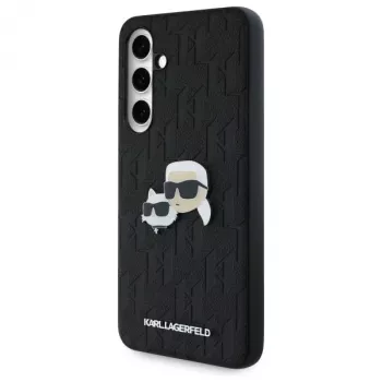 Karl Lagerfeld KLHCS24FEPGKLKCPK Samsung Galaxy S24 FE Hard Case Black Monogram Karl & Choupette Head Pin