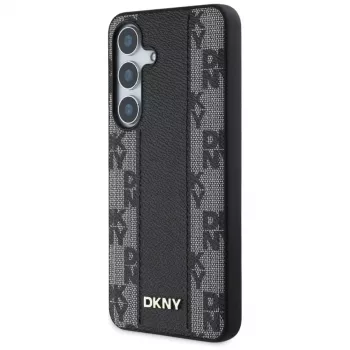 DKNY Leather Checkered Pattern MagSafe Case for Samsung Galaxy S25, Black