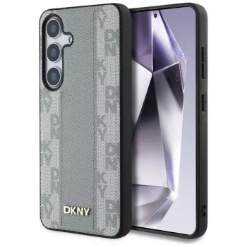 DKNY Leather Checkered Pattern MagSafe Case for Samsung Galaxy S25 - Taupe