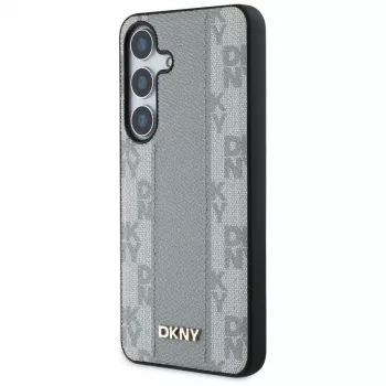 DKNY Leather Checkered Pattern MagSafe Case for Samsung Galaxy S25 - Taupe