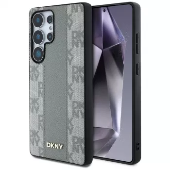 DKNY Leather Checkered Pattern MagSafe Case for Samsung Galaxy S25 Ultra - Taupe