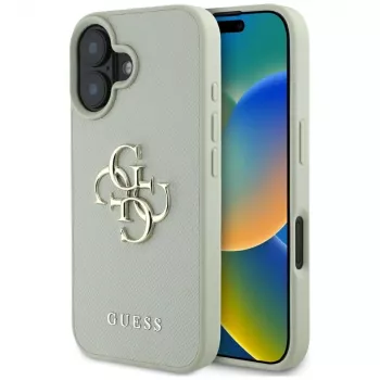 Guess Grained Big 4G Logo Small Classic Back Cover for iPhone 16 - Green