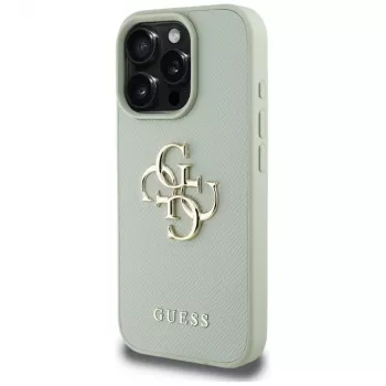 Guess Grained Big 4G Logo Small Classic Logo Back Cover for Apple iPhone 16 Pro - Green