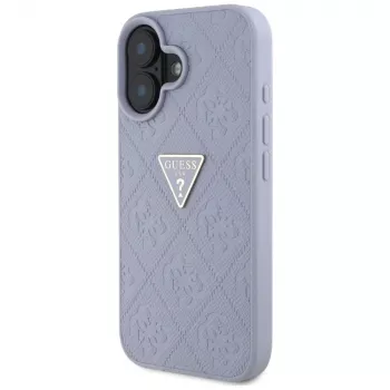 Guess Hot Stamp 4G Pattern Triangle Metal Logo Case for iPhone 16 (Purple)