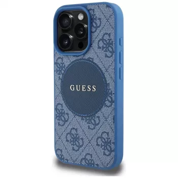 Guess 4G Circle Classic Logo MagSafe Case for iPhone 16 Pro Blue
