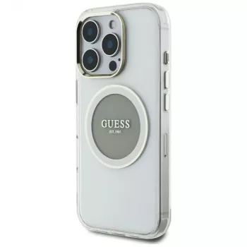 Guess IML Metal Colored Circle Classic Logo MagSafe Case for iPhone 16 Pro Max (Grey)