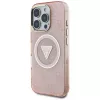 Guess IML Metal Glitter 4G Circle Triangle MagSafe Case for Apple iPhone 16 Pro Max (Pink)