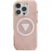 Guess IML Metal Glitter 4G Circle Triangle MagSafe Case for Apple iPhone 16 Pro Max (Pink)