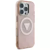 Guess IML Metal Glitter 4G Circle Triangle MagSafe Case for Apple iPhone 16 Pro Max (Pink)