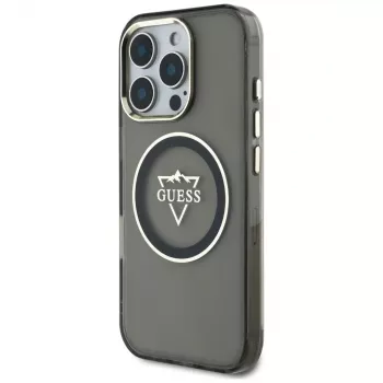 Guess IML Metal Mountain Logo MagSafe Case for iPhone 16 Pro Max (Black)