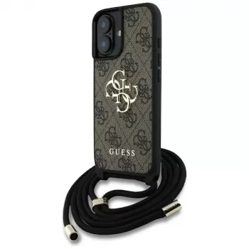Guess 4G Big Logo Cord StapCrossbody Case for iPhone 16 Brown