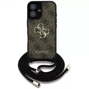 Guess 4G Big Logo Cord StapCrossbody Case for iPhone 16 Brown