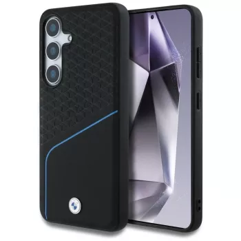 BMW Leather Textured and Smooth MagSafe Case for Samsung Galaxy S25 Black