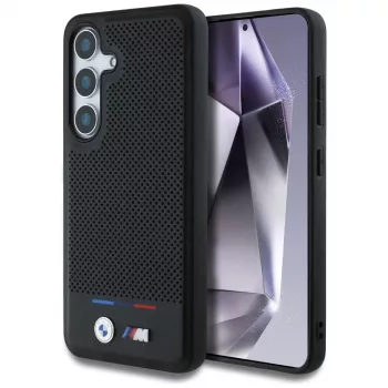 BMW Leather Tricolor Stripe MagSafe Case for Samsung Galaxy S25 Black
