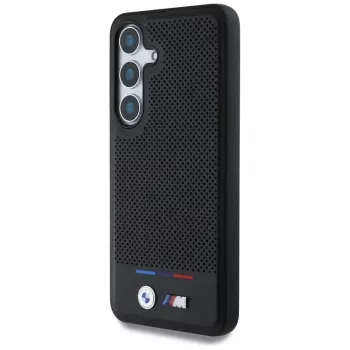 BMW Leather Tricolor Stripe MagSafe Case for Samsung Galaxy S25 Black