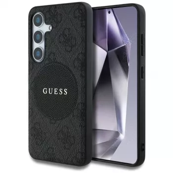 Guess 4G Round Patch Classic Logo MagSafe Case for Samsung Galaxy S25+ (Black)