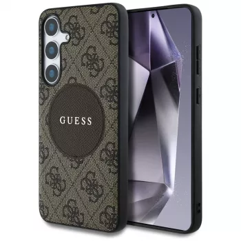 Guess 4G Round Patch Classic Logo MagSafe Case for Samsung Galaxy S25+ (Brown)